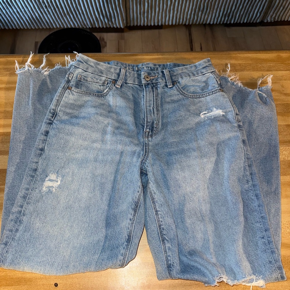 American Eagle Outfitters Light Blue Distressed Cropped Jeans